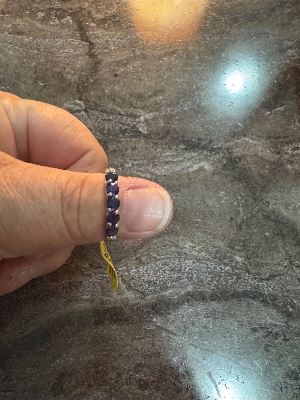 Elegant Navy Blue Stone Band Ring - Women Jewelry
